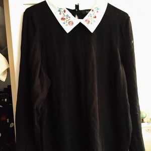 Embroidered collar top